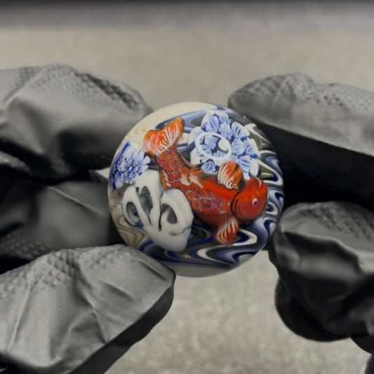 Stephen Boehme Red Koi Fish Marble 1.3" #308