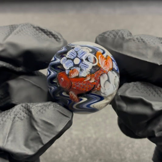 Stephen Boehme Red Koi Fish Marble 1.3" #309