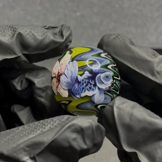 Stephen Boehme Blue Koi Fish Marble 1.3" #61