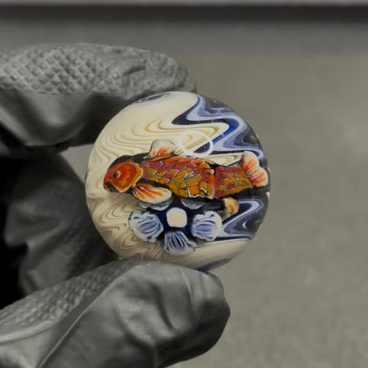 Stephen Boehme Orange Koi Fish Marble 1.3" #64
