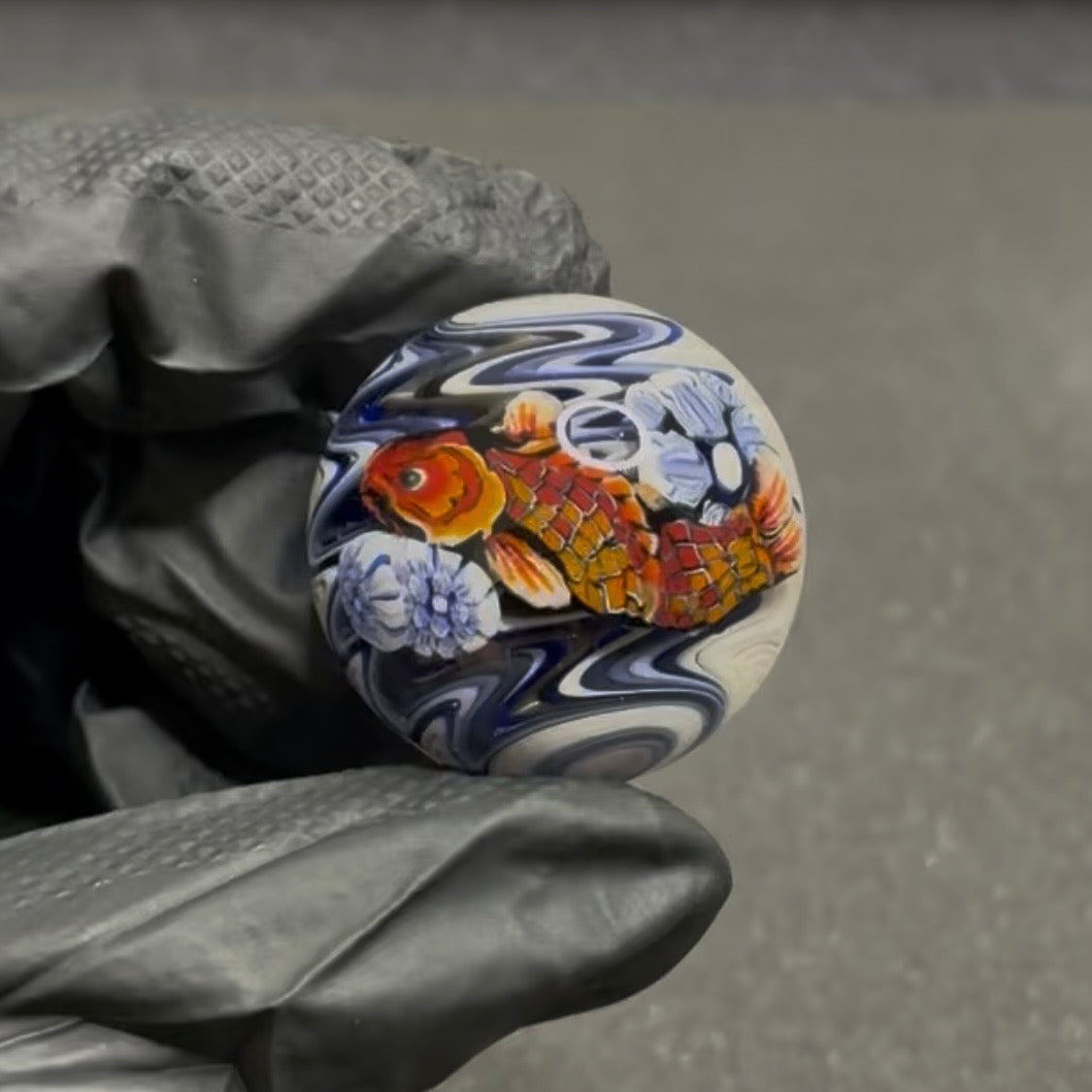 Stephen Boehme Orange Koi Fish Marble 1.3" #65