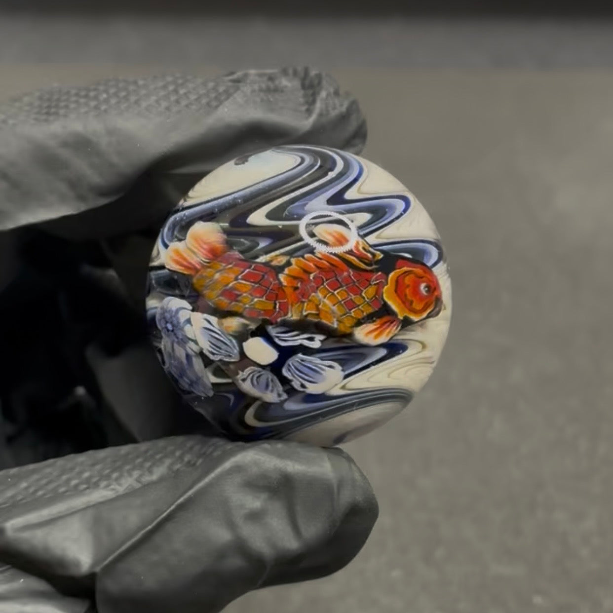 Stephen Boehme Orange Koi Fish Marble 1.3" #66
