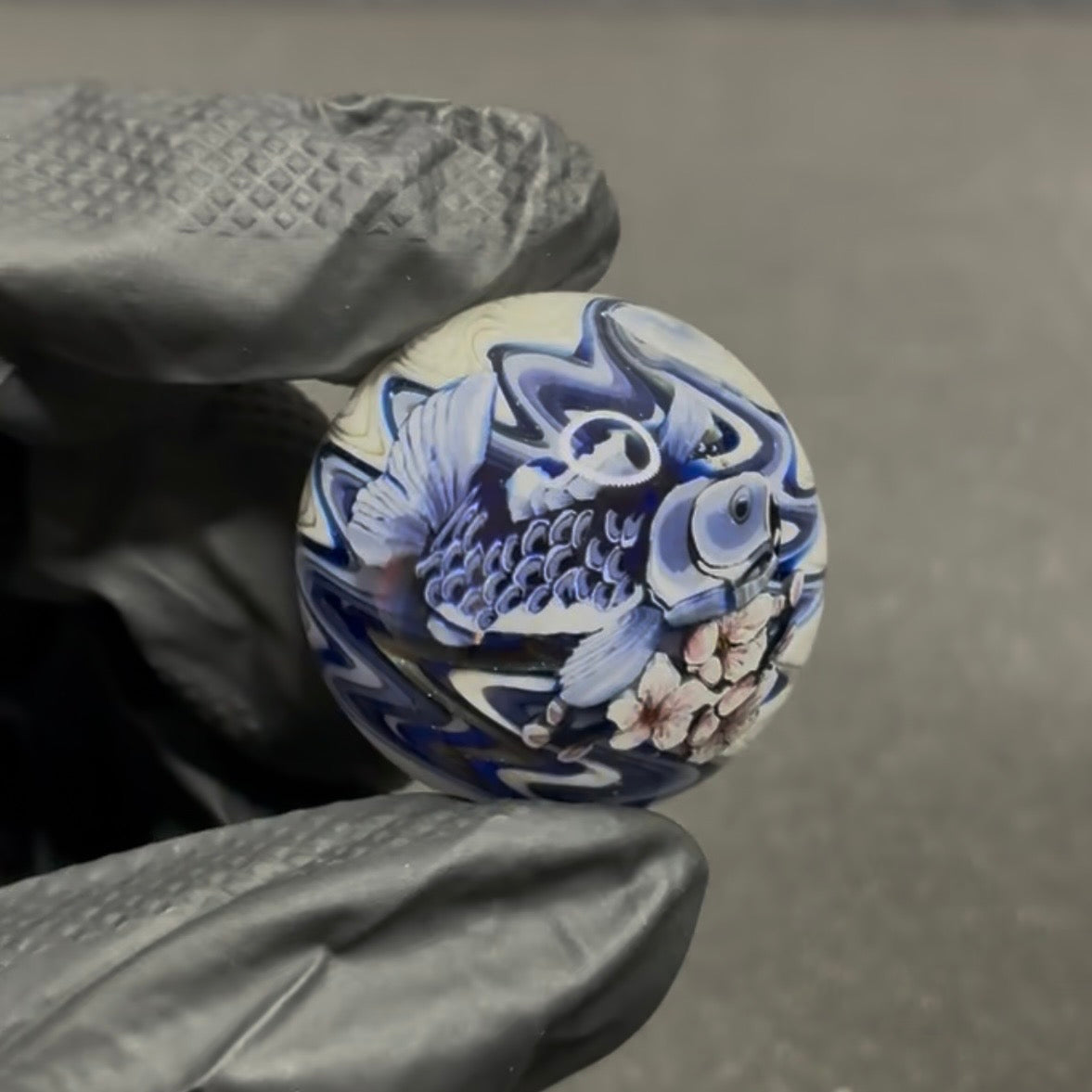 Stephen Boehme Blue Koi Fish Marble 1.3" #68