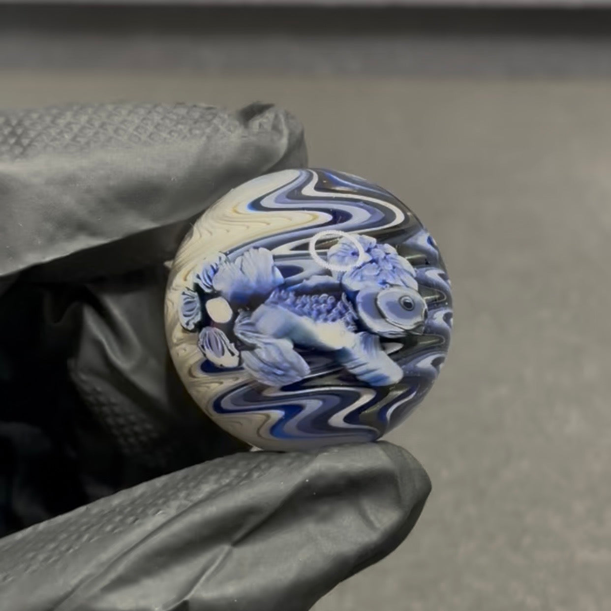 Stephen Boehme Blue Koi Fish Marble 1.3" #69