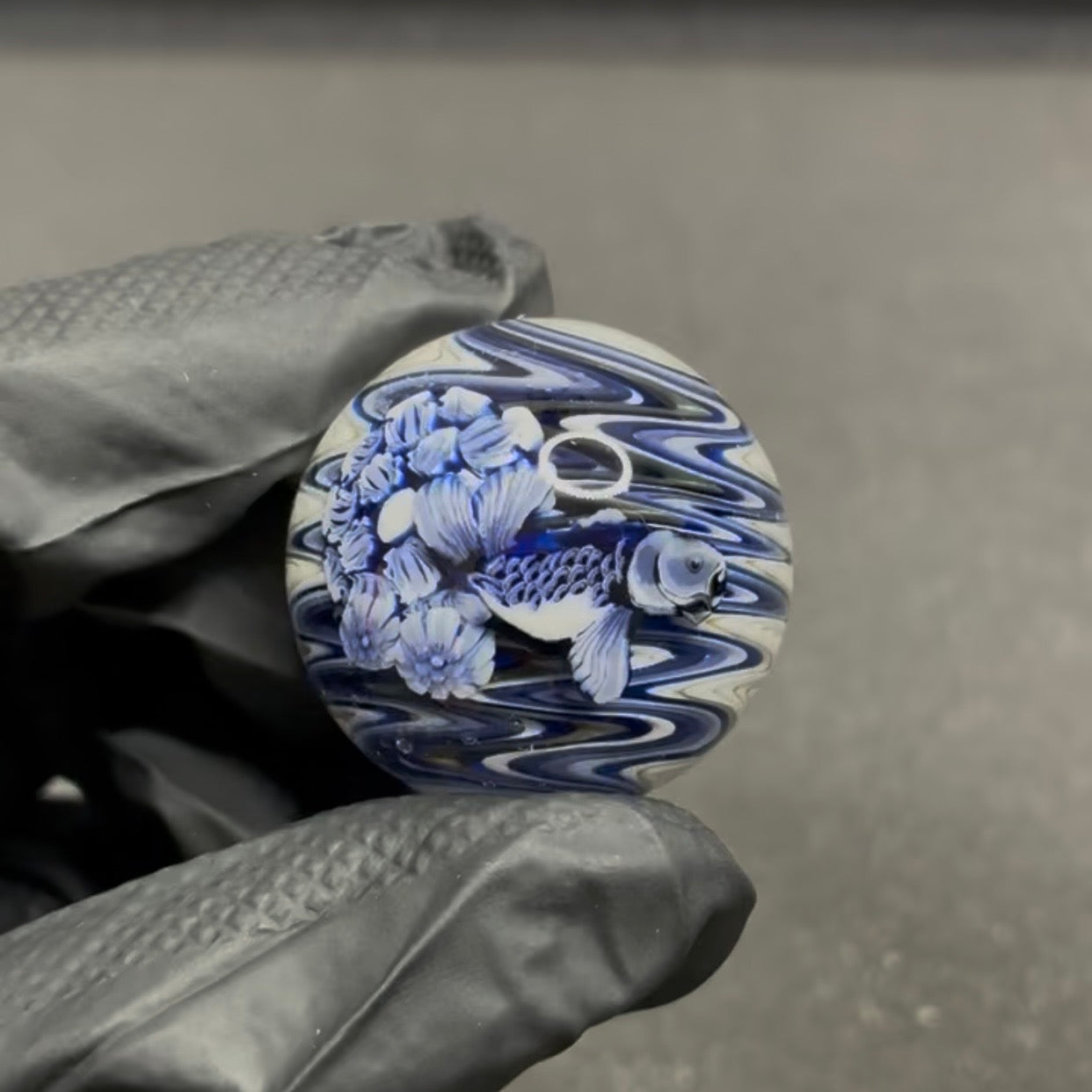 Stephen Boehme Blue Koi Fish Marble 1.3" #74