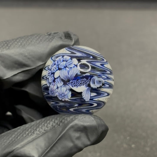 Stephen Boehme Blue Koi Fish Marble 1.3" #74